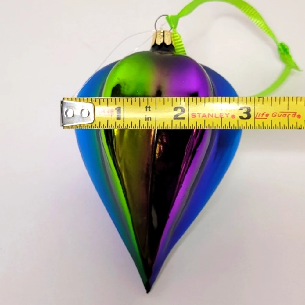 Beautiful Blue Green Purple Iridescent Teardrop Glass Ornament Pier 1 Imports 5